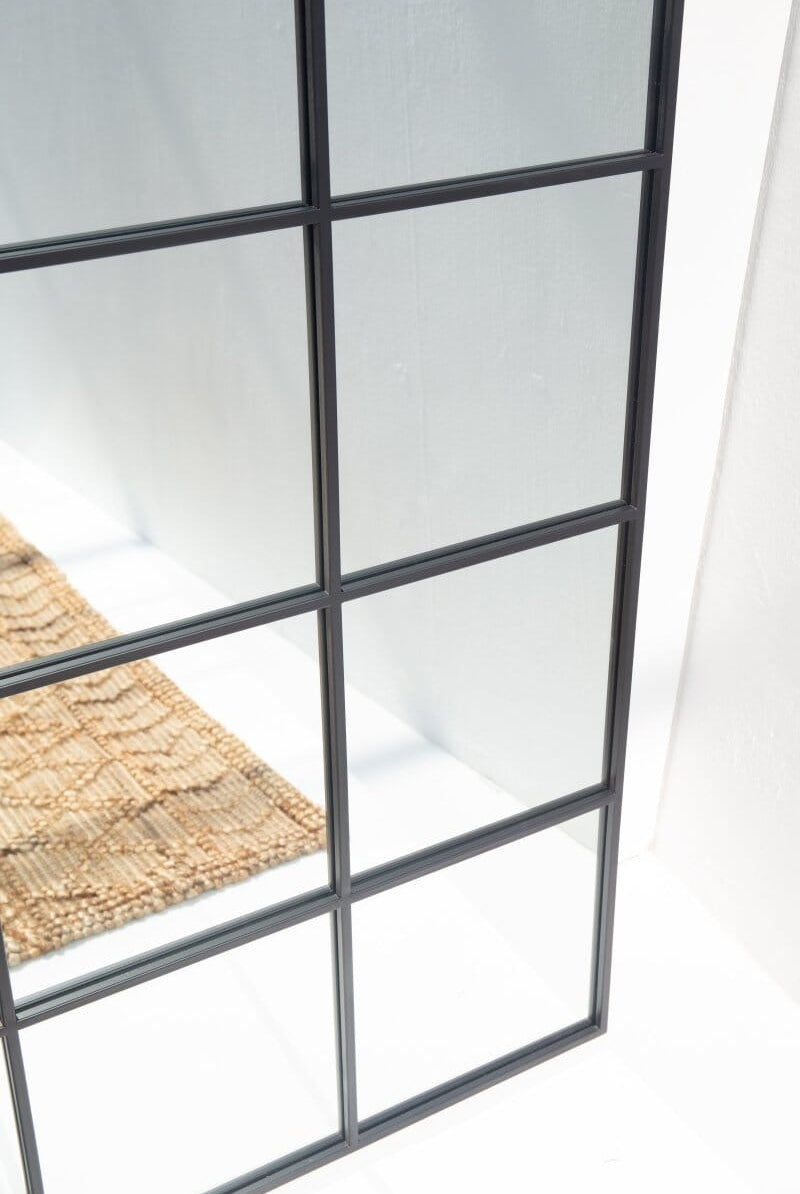 Freya XL Black Rectangular Window Mirror (210x120 CM) Mirrors Homekode