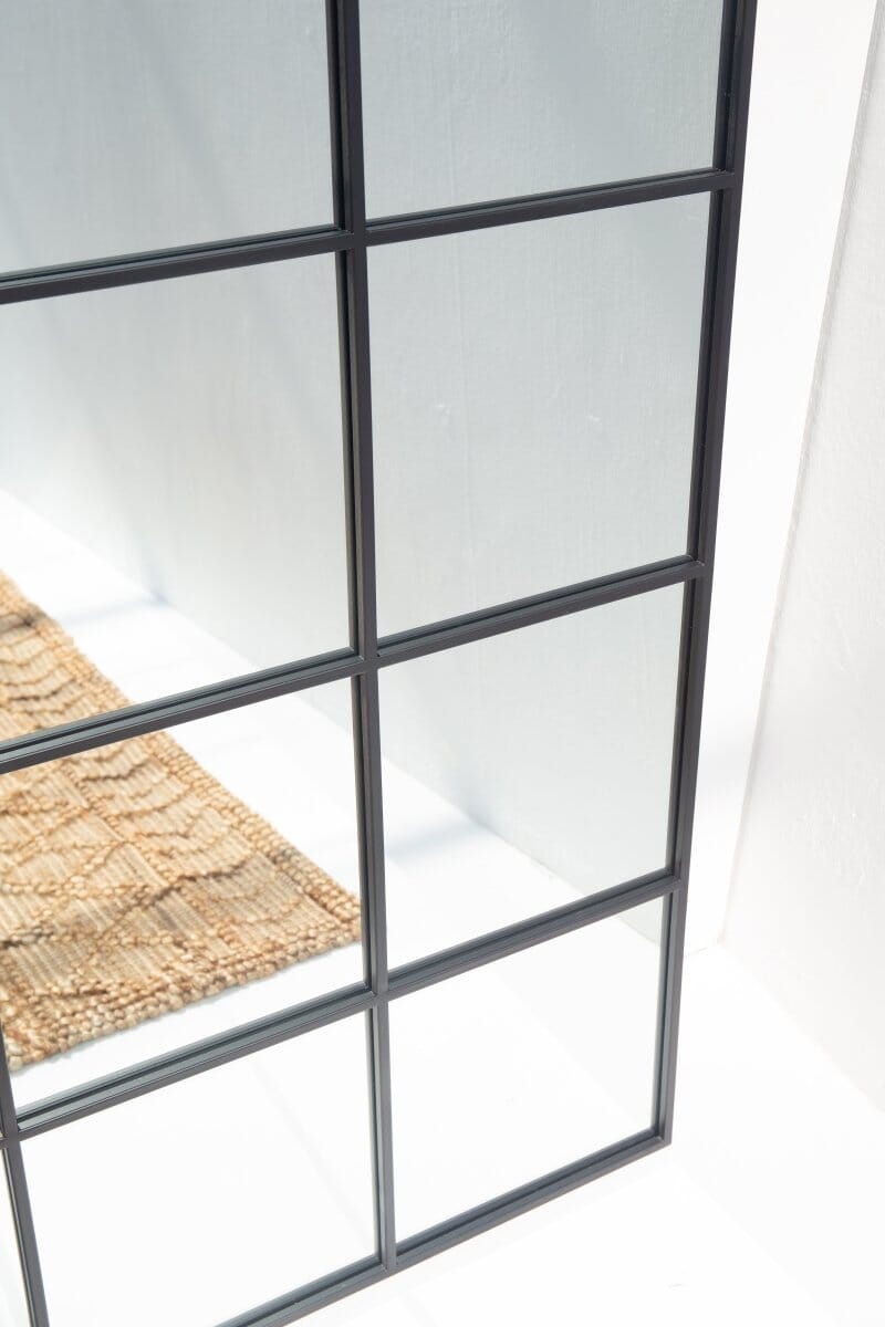 Freya XL Black Rectangular Window Mirror (210x120 CM) Mirrors Homekode