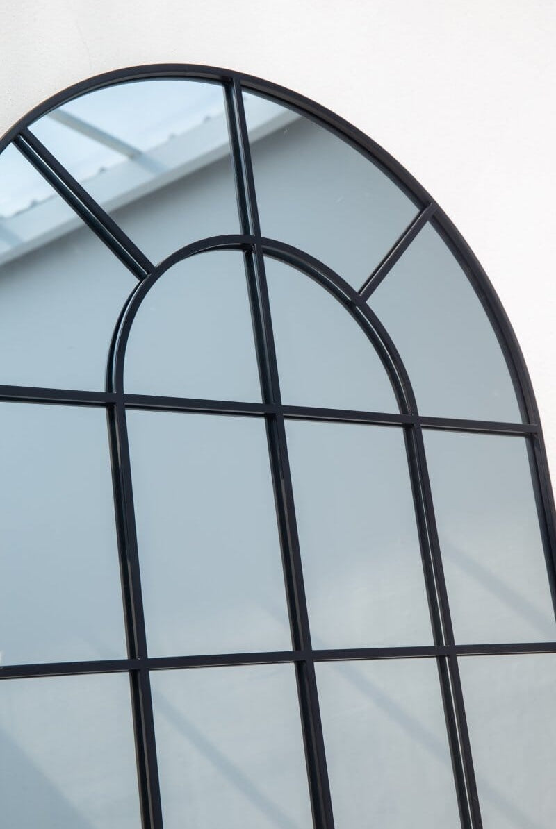 Astrid Console Black Industrial Window Wall Arch Mirror (120x80 CM) Mirrors Homekode