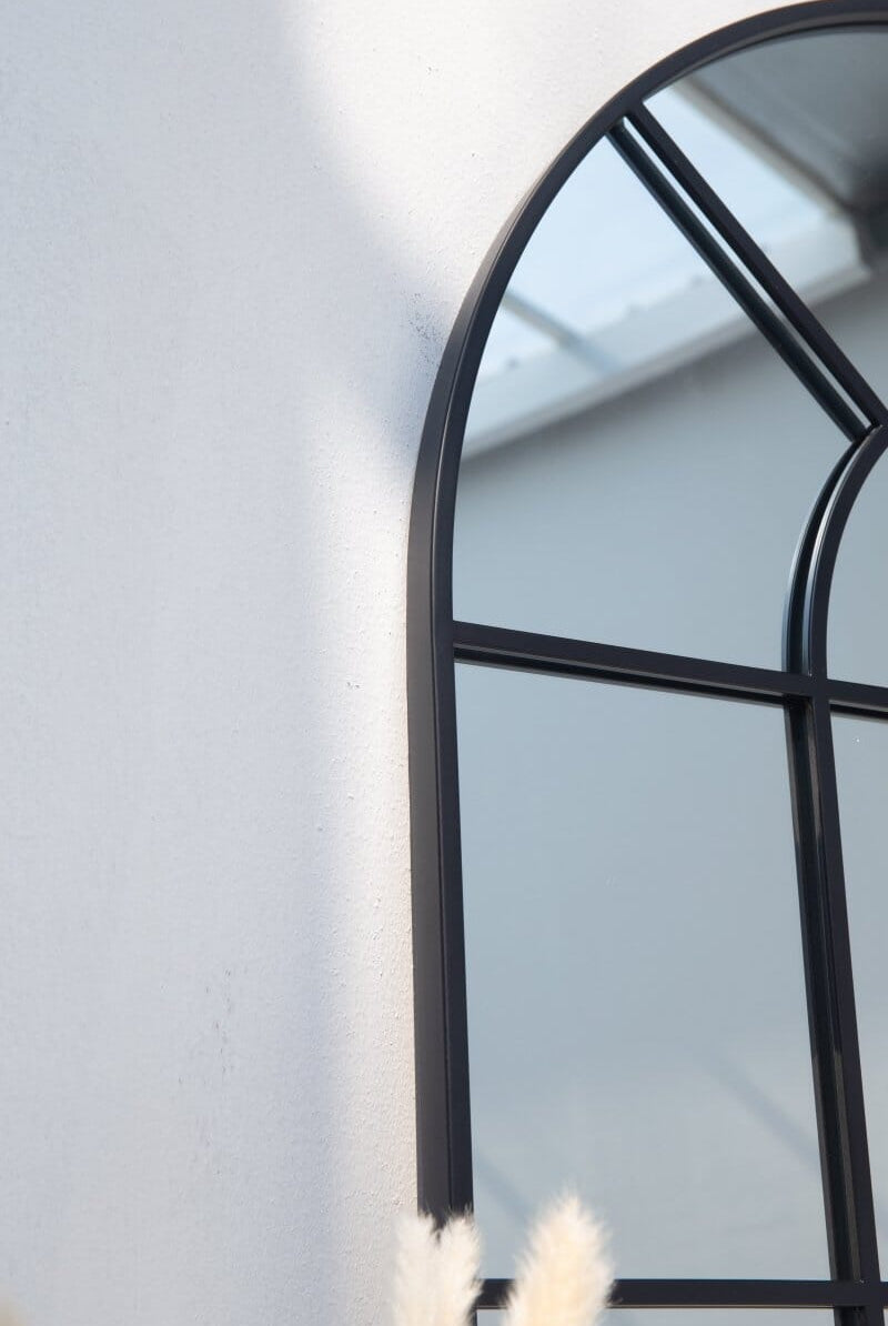 Astrid Console Black Industrial Window Wall Arch Mirror (120x80 CM) Mirrors Homekode