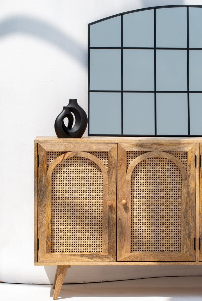 Oriana Four Doors Rattan Buffet with Arch Door Designs Homekode