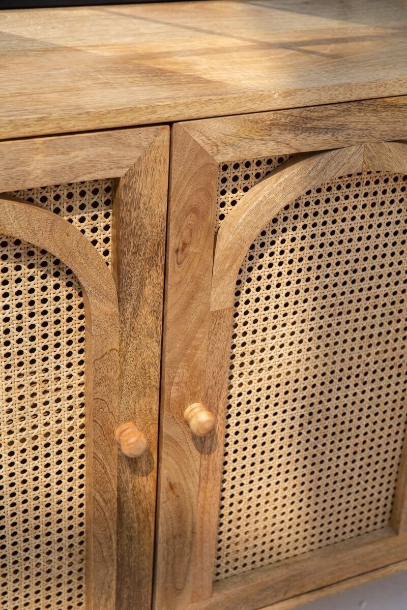 Oriana Four Doors Rattan Buffet with Arch Door Designs Homekode