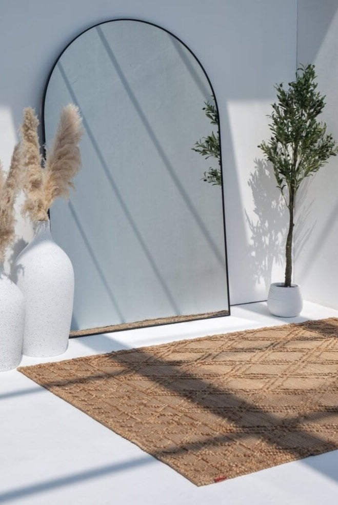 Ehly Elegance - Natural Color Jute with 3D Diamond Pattern (2 Sizes)