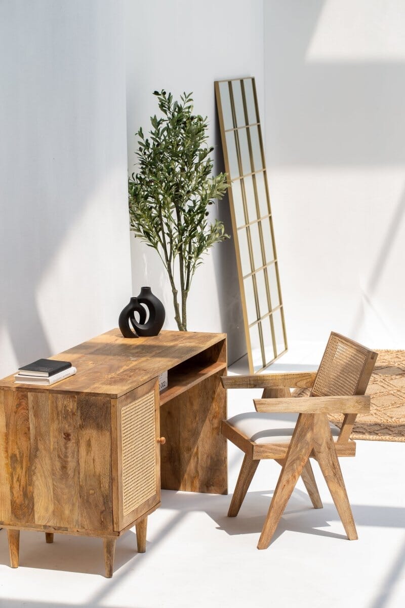 Austin Rattan Door Wooden Desk Homekode