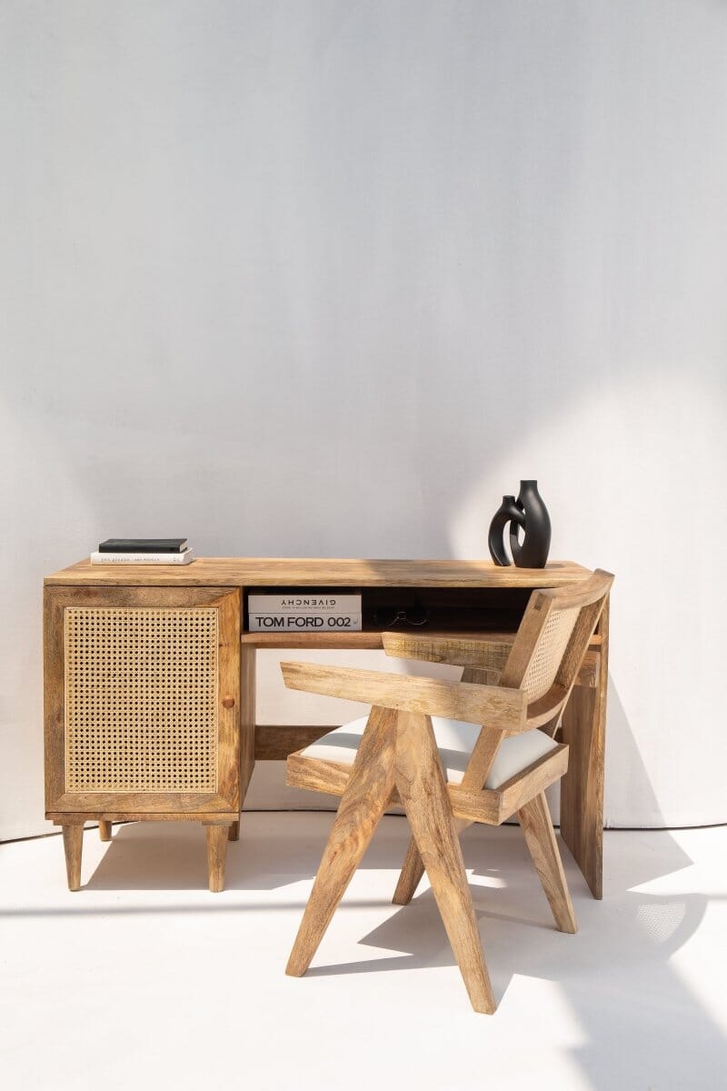 Austin Rattan Door Wooden Desk Homekode