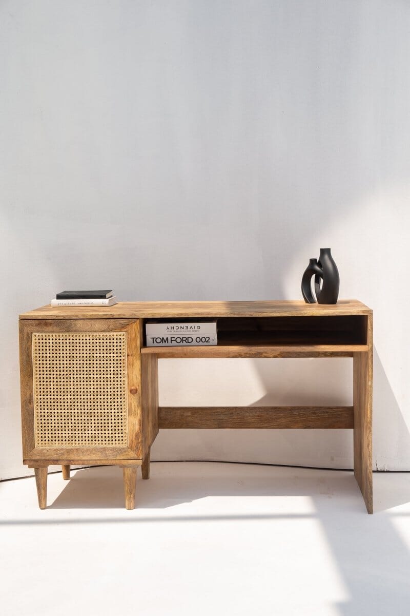 Austin Rattan Door Wooden Desk Homekode