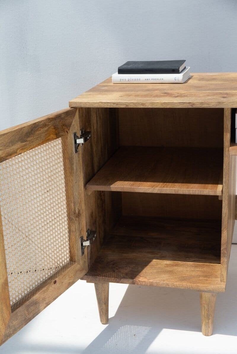 Austin Rattan Door Wooden Desk Homekode