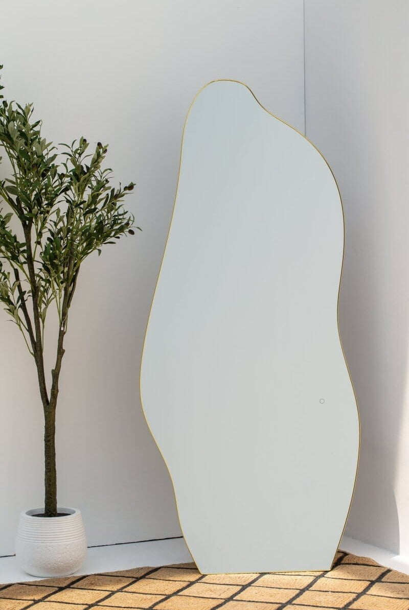 Odessa Irregular Gold Fr Mirror with Back LED (2 Sizes) Homekode