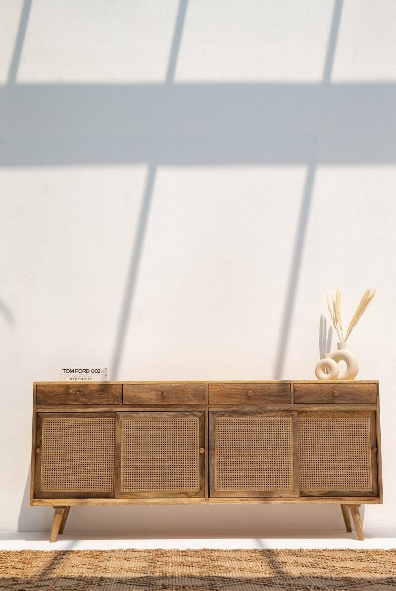 Monroe Rattan Four Doors Sideboard