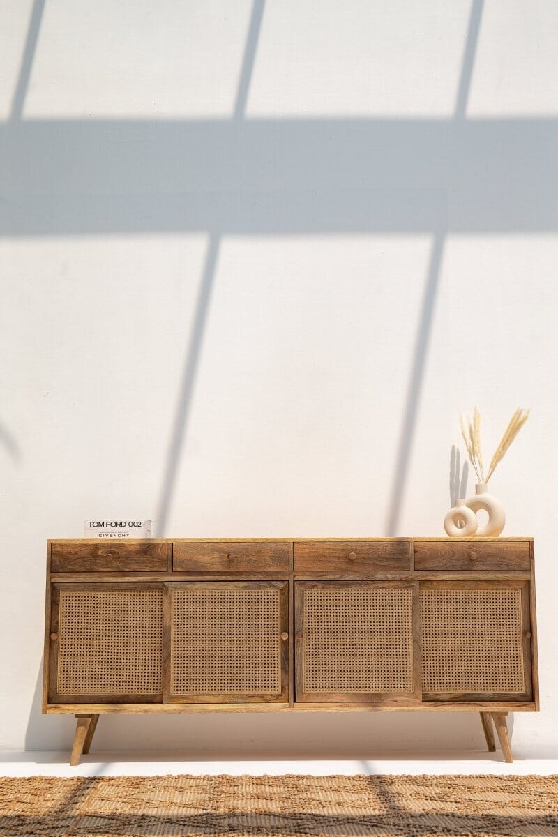 Monroe Rattan Four Doors Sideboard