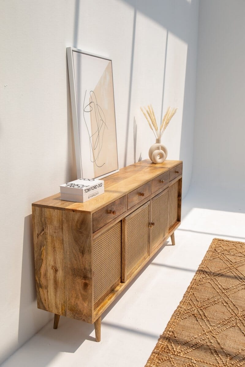 Monroe Rattan Four Doors Sideboard Homekode