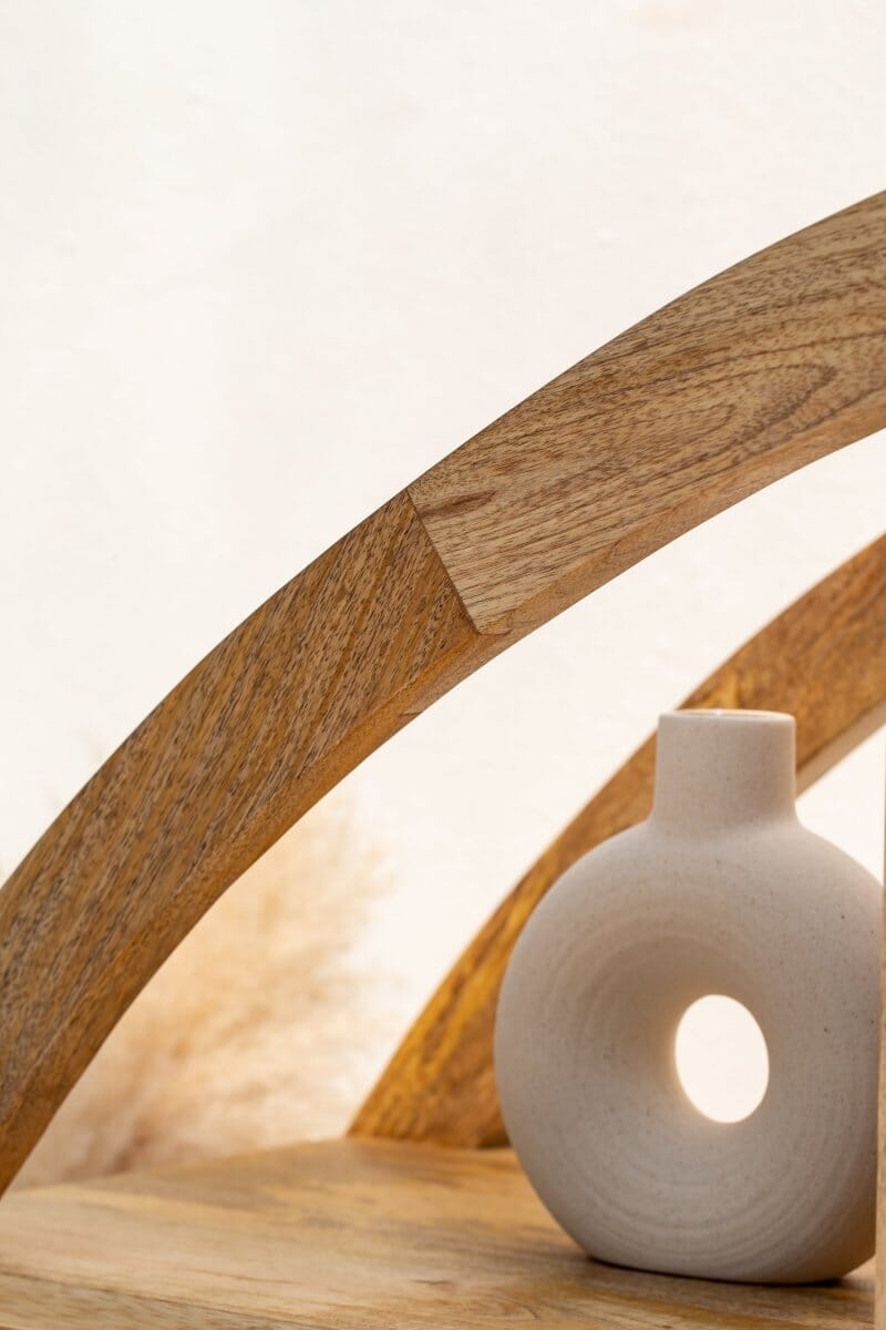 Elise Half Moon Mango Wood Shelves Unit Homekode