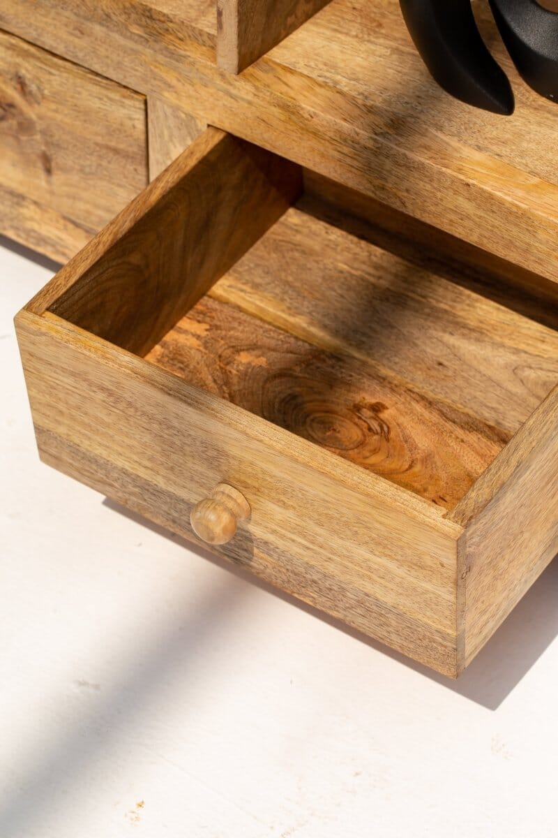 Elise Half Moon Mango Wood Shelves Unit Homekode