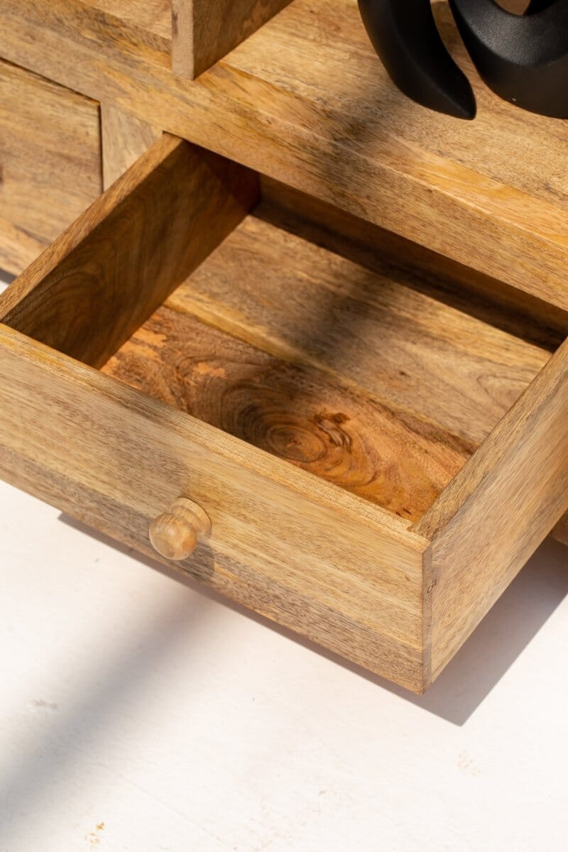 Elise Half Moon Mango Wood Shelves Unit Homekode