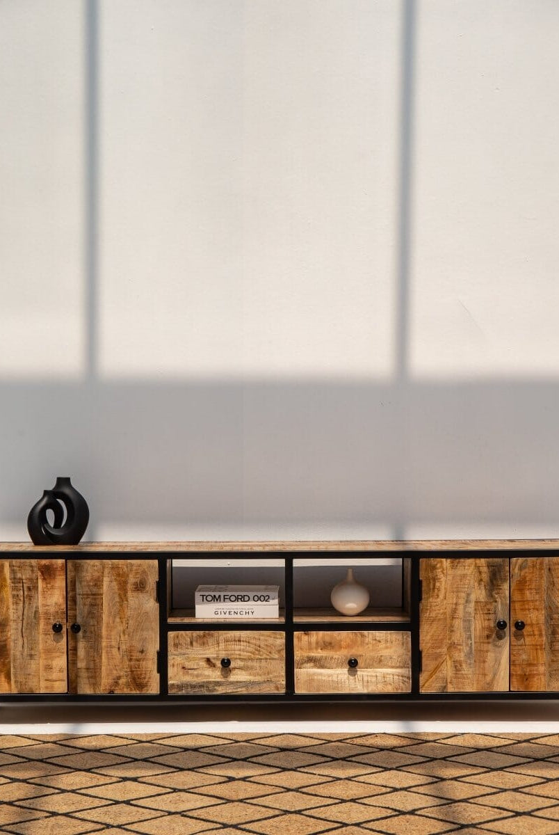 Indiana Industrial Wooden TV Unit Homekode