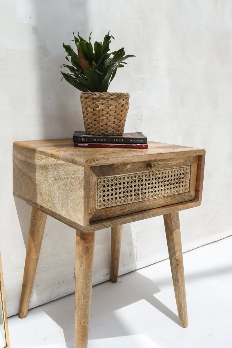 Rattan Drawer Side Table