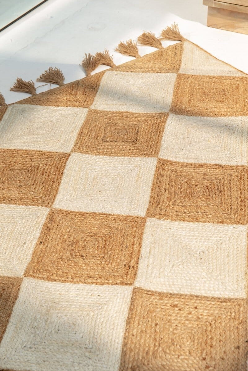 Lozenge Bleach - Natural Jute Rug (2 Sizes)