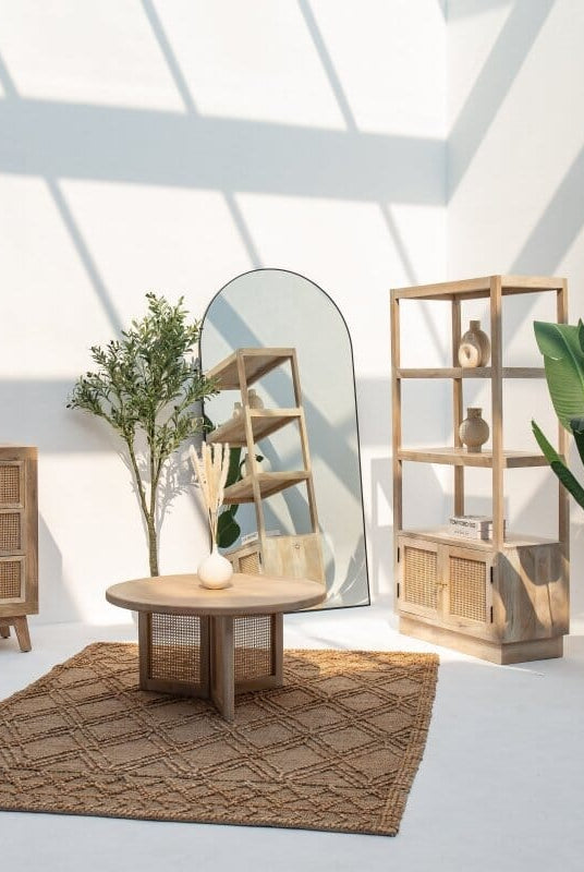 Dublin Rattan Legs Wooden Round Table Homekode