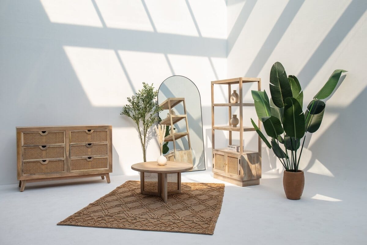 Dublin Rattan Legs Wooden Round Table Homekode