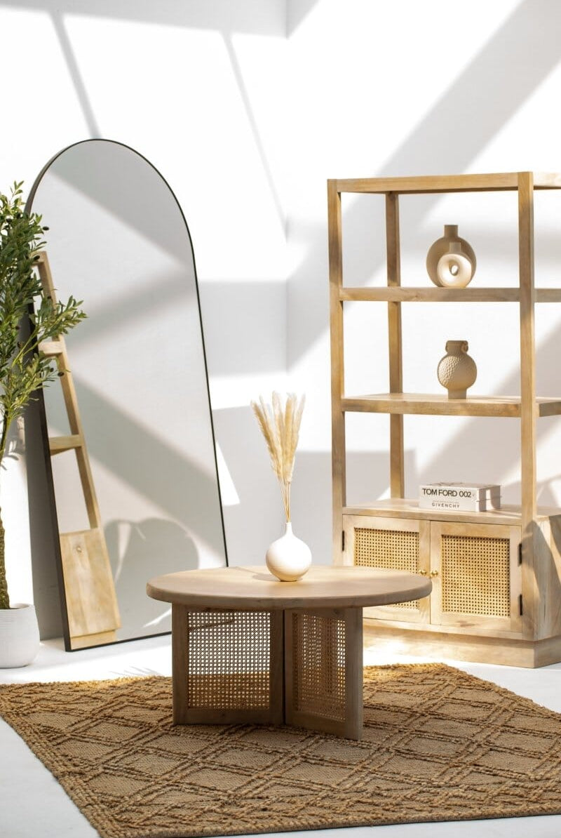 Dublin Rattan Legs Wooden Round Table Homekode