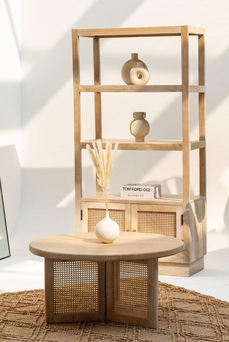 Dublin Rattan Legs Wooden Round Table Homekode