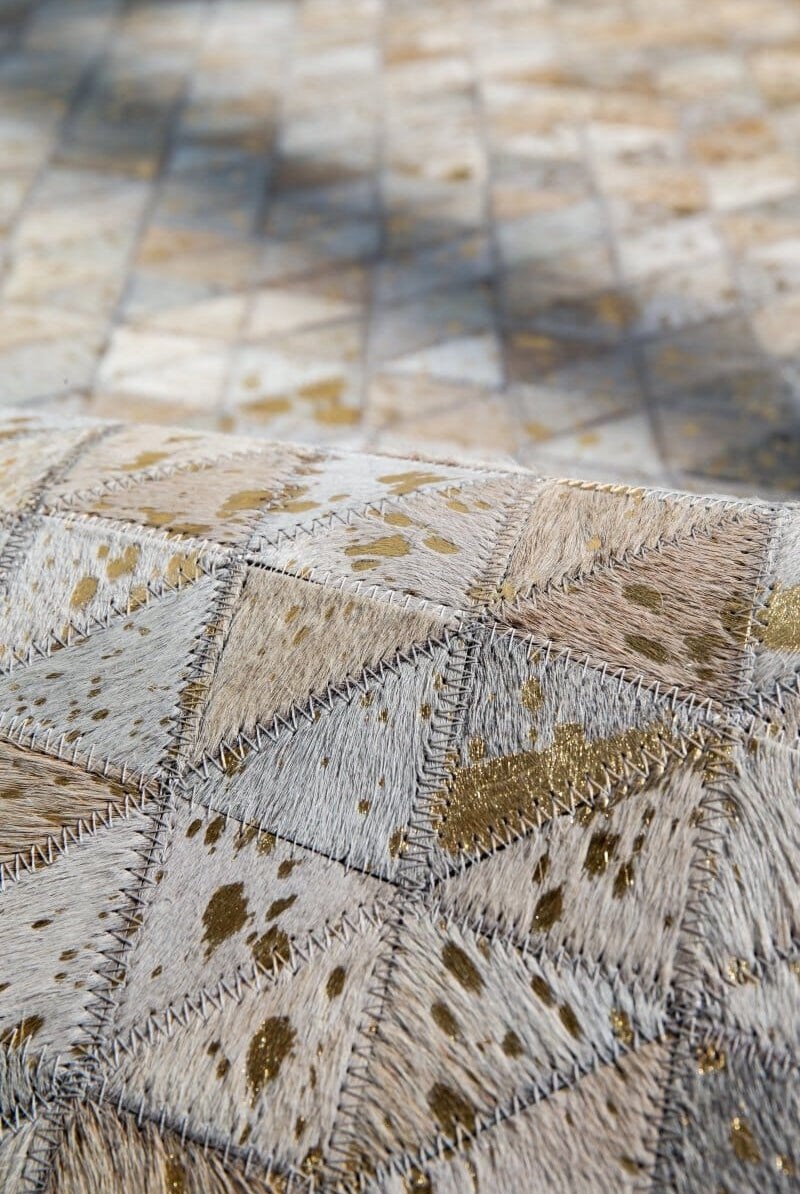 Terra Prism Triangles - Tan Multi-Color Leather Rug (3 Sizes)