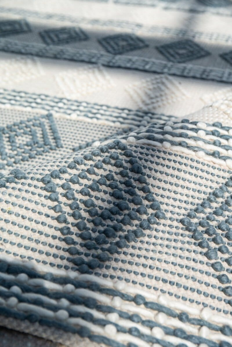 Azure Diamonds - Blue & White Woven Rug (2 Sizes)