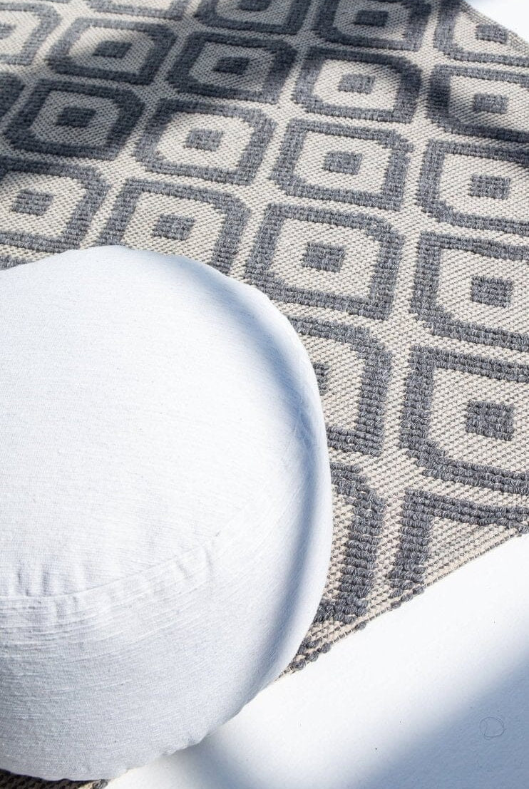 Cotton Light Weight White Pouf (50x50x30 CM)