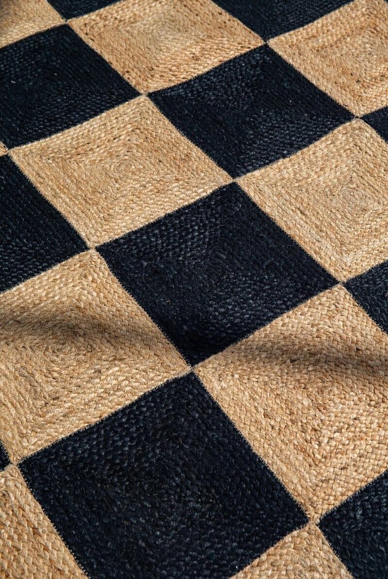 Lozenge Luxe - Black and Beige Jute Rug (5 Sizes)
