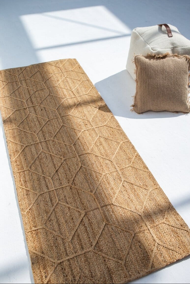 Embossed Natural - Braided Jute Hallway Rug (80x200 CM)