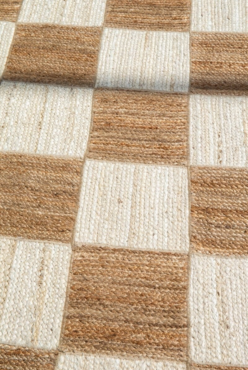 Checkered Naturale - Bleached Jute Rug (6 Sizes)