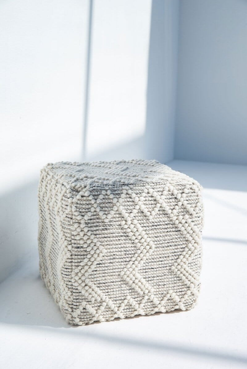 Boho Wool Cube Pouf (40x40x40 cm)