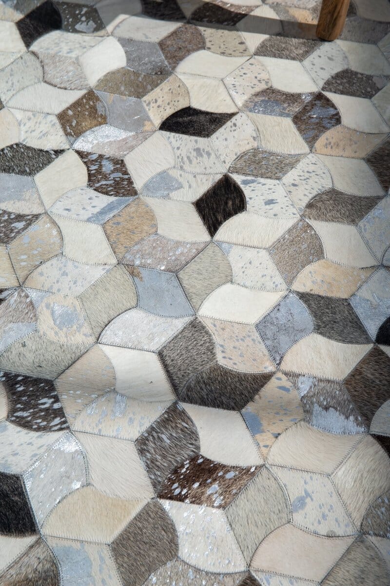 Grey Multi-Color Leather Rug (3 Sizes Available) Homekode