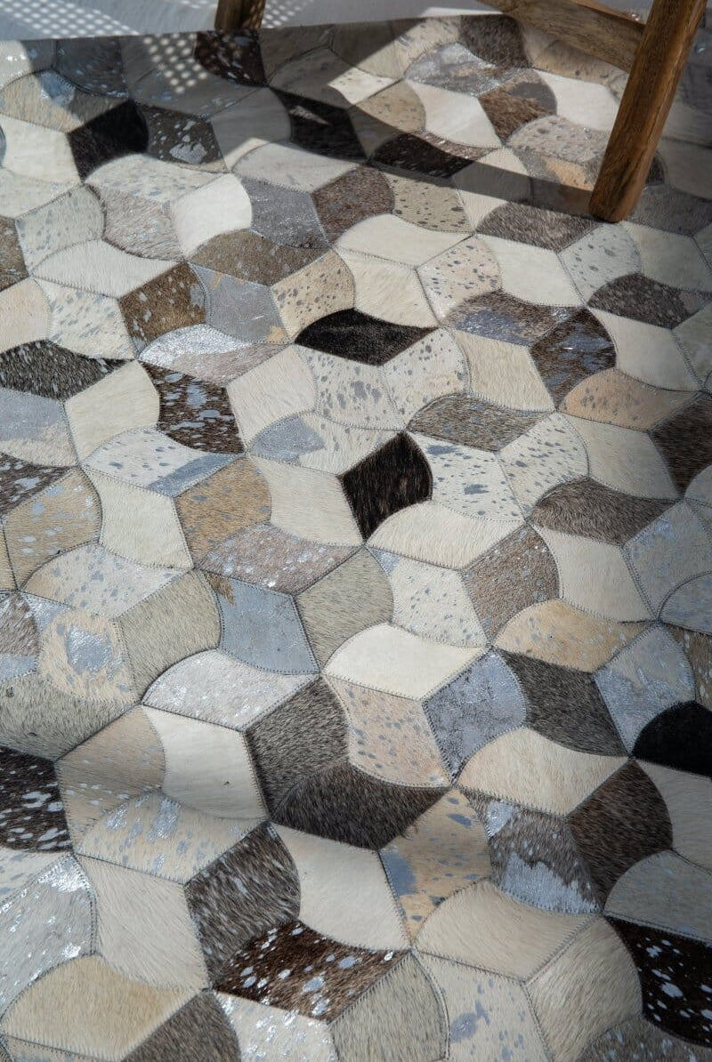 Grey Multi-Color Leather Rug (3 Sizes Available) Homekode