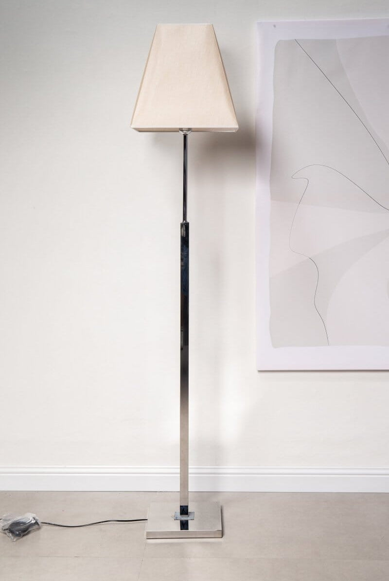 Silver Floor Lamp with Off White Shade (172 CM)