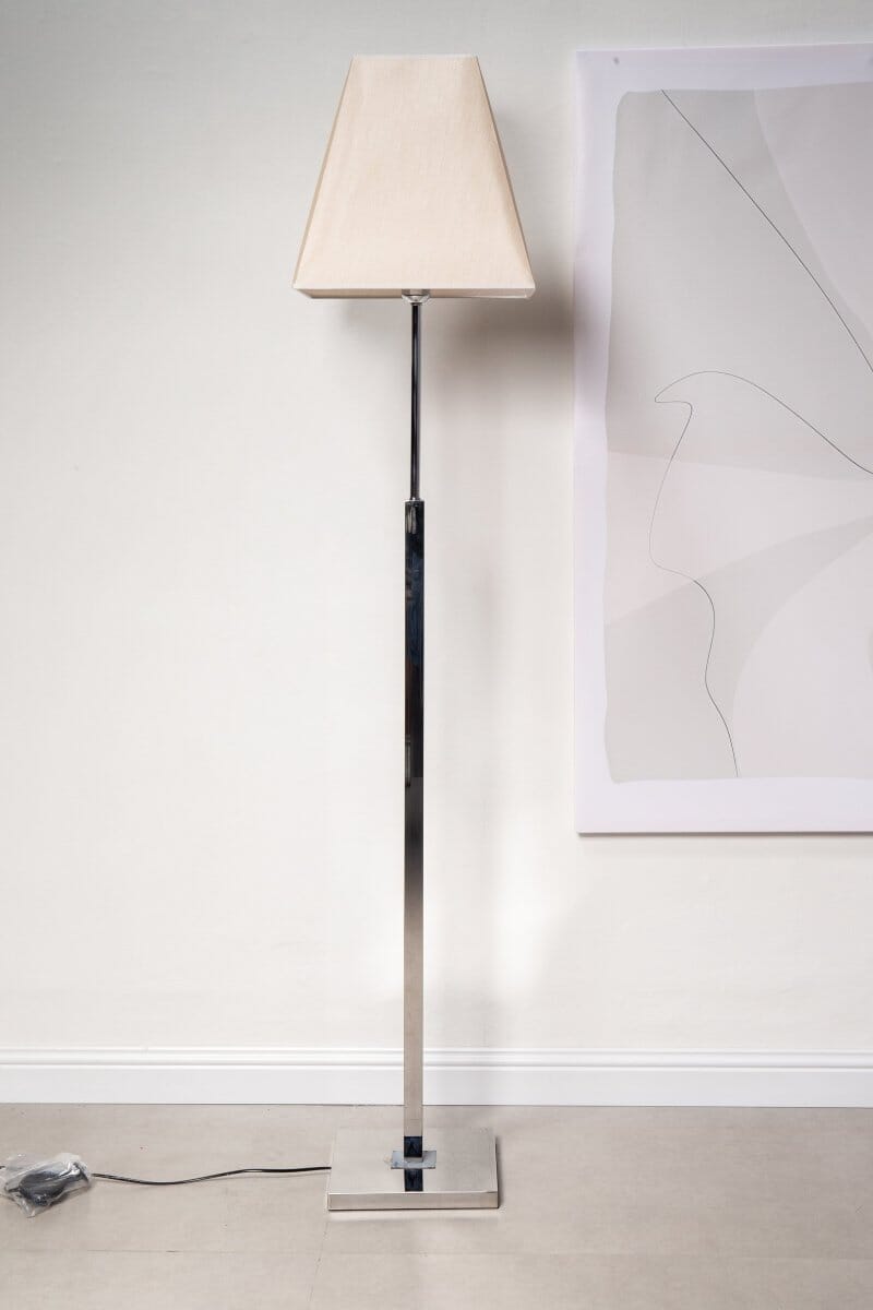 Silver Floor Lamp with Off White Shade (172 CM)