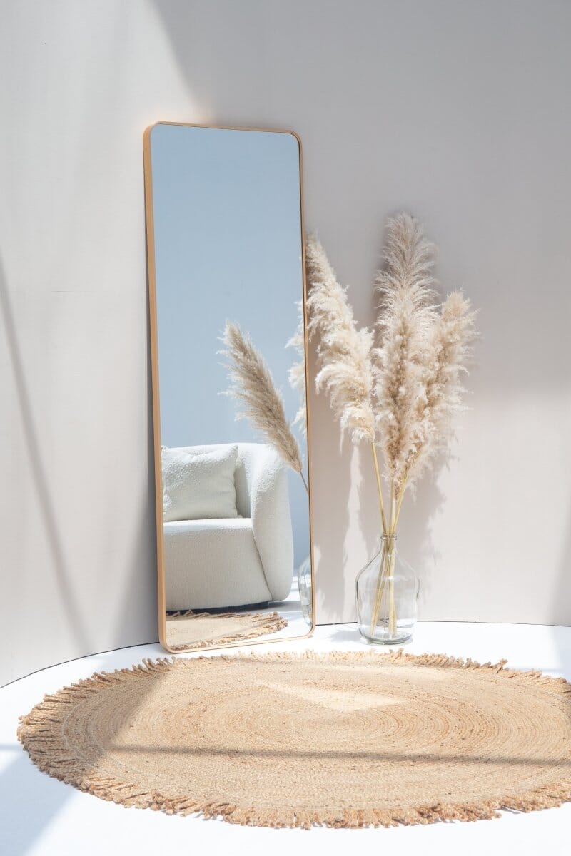 Ziva Rounded Corners Rectangular Gold Mirror (3 Sizes)