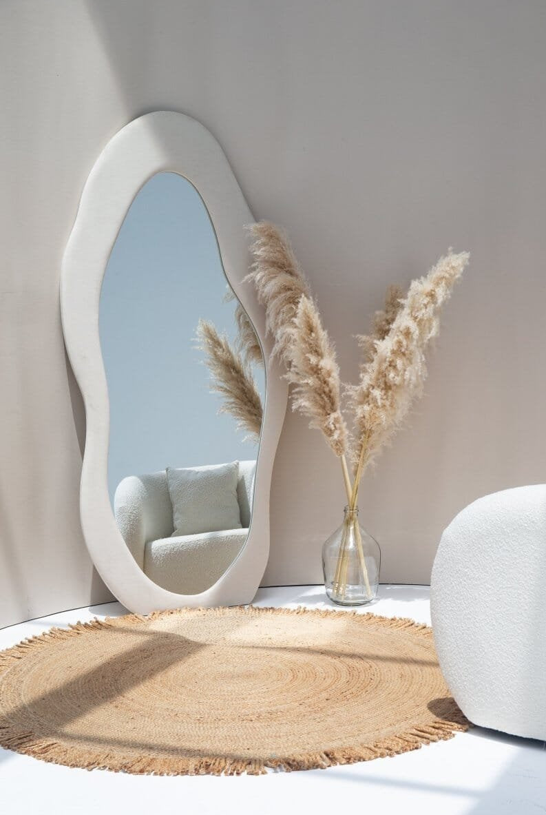 Roxana Off-White Squiggly Flannelette Wall Mirror (3 Sizes)