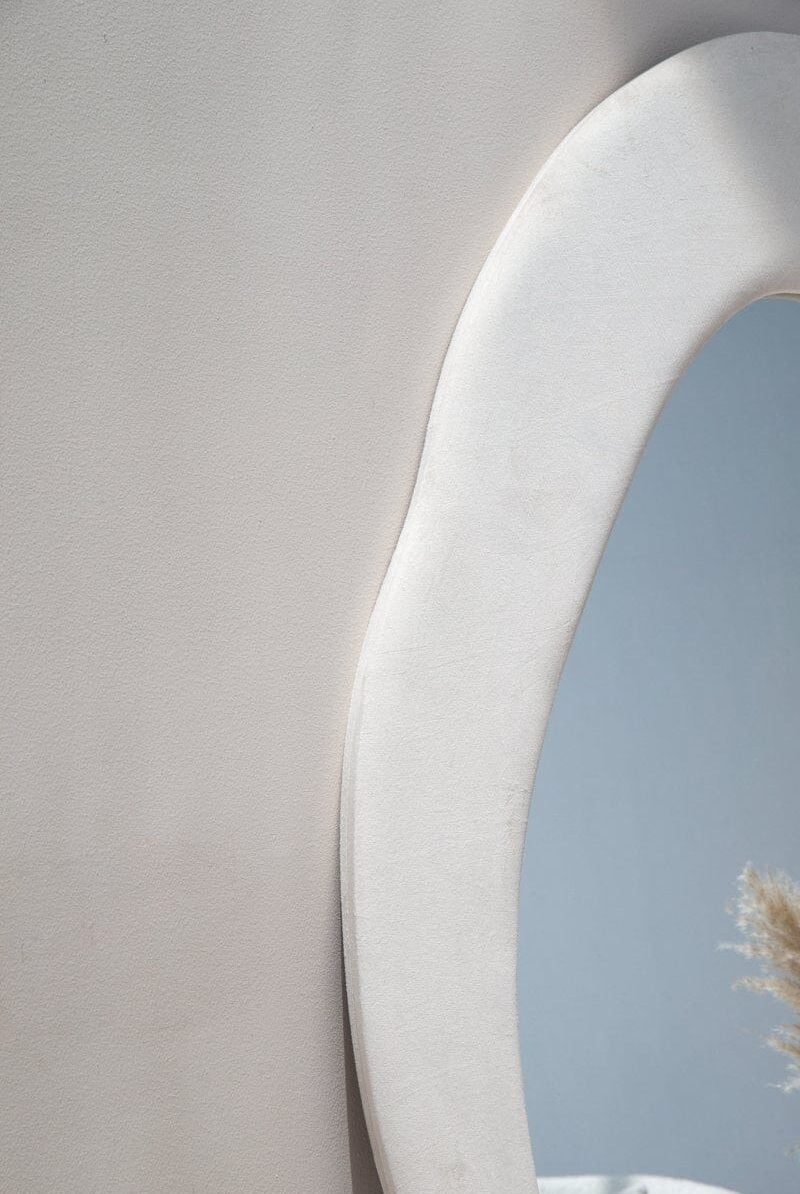 Roxana Off-White Squiggly Flannelette Floor Mirror (3 Sizes) Mirrors Homekode