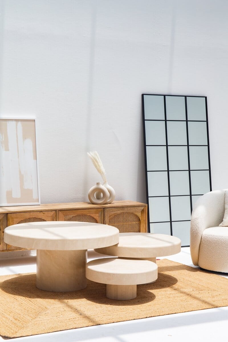 Crema Marble Round Coffee Table Coffee Tables Homekode Set of 3 (59x26.4 & 79x38.1 & 99x50 CM)