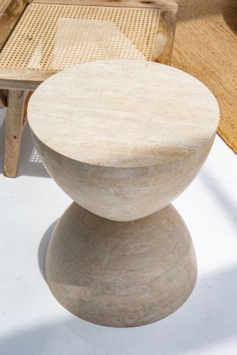 Travertine Hourglass Side Table Homekode
