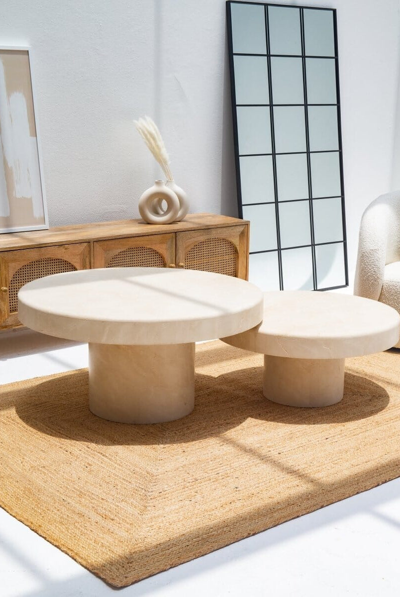 Crema Marble Round Coffee Table Coffee Tables Homekode Set of 2 (Medium & Large)