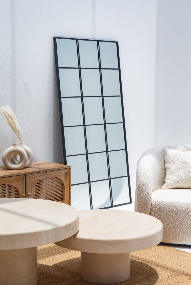 Lavinia Black Rectangular Window Mirror (180x90 CM) Mirrors Homekode