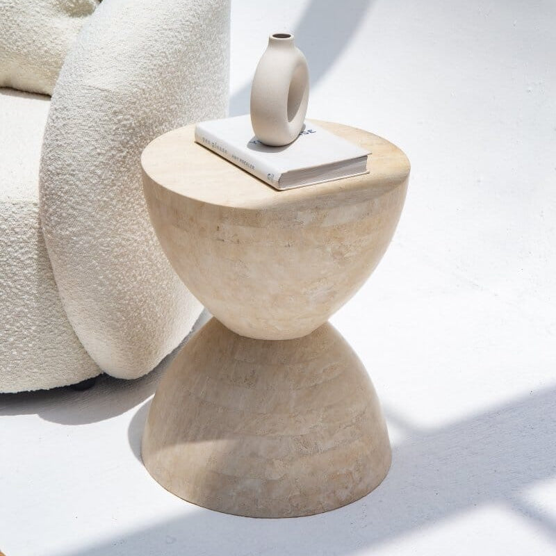 Travertine Hourglass Side Table Homekode