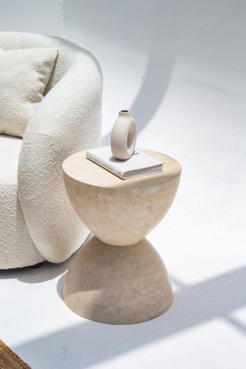 Travertine Hourglass Side Table Homekode
