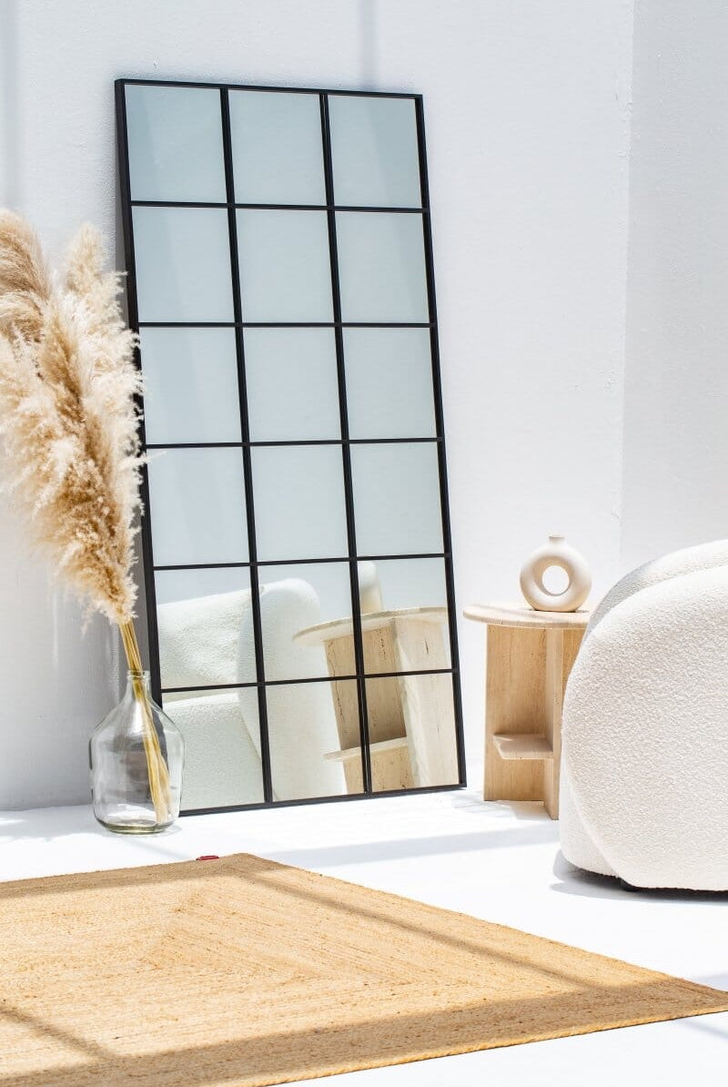 Lavinia Black Rectangular Window Mirror (180x90 CM) Mirrors Homekode