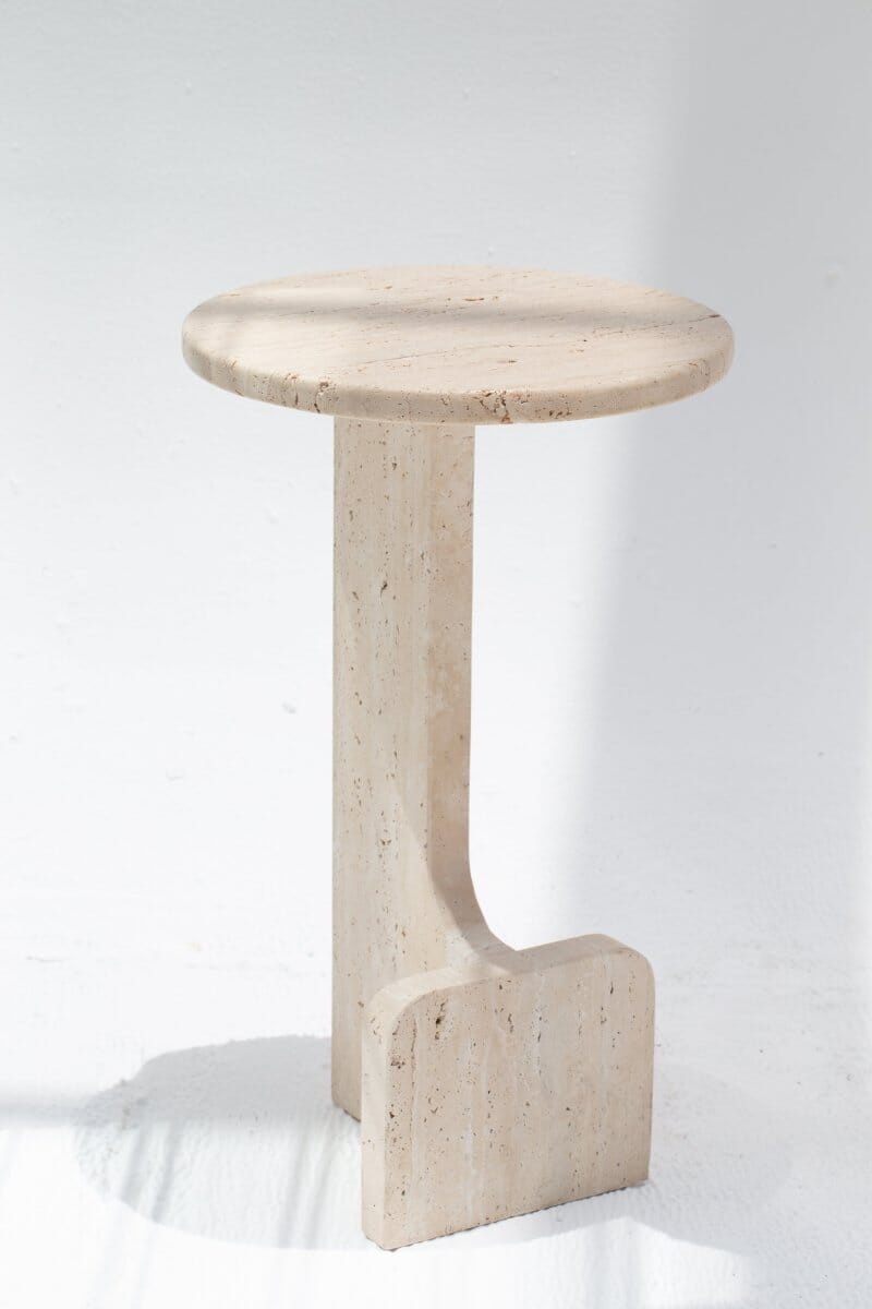 Elara Travertine Round Side Table Homekode