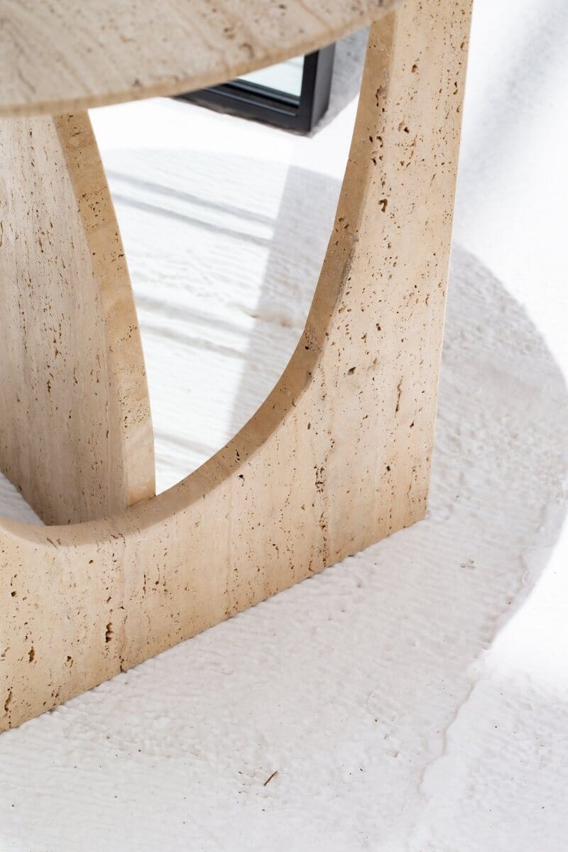 Thea Travertine Round Side Table Homekode