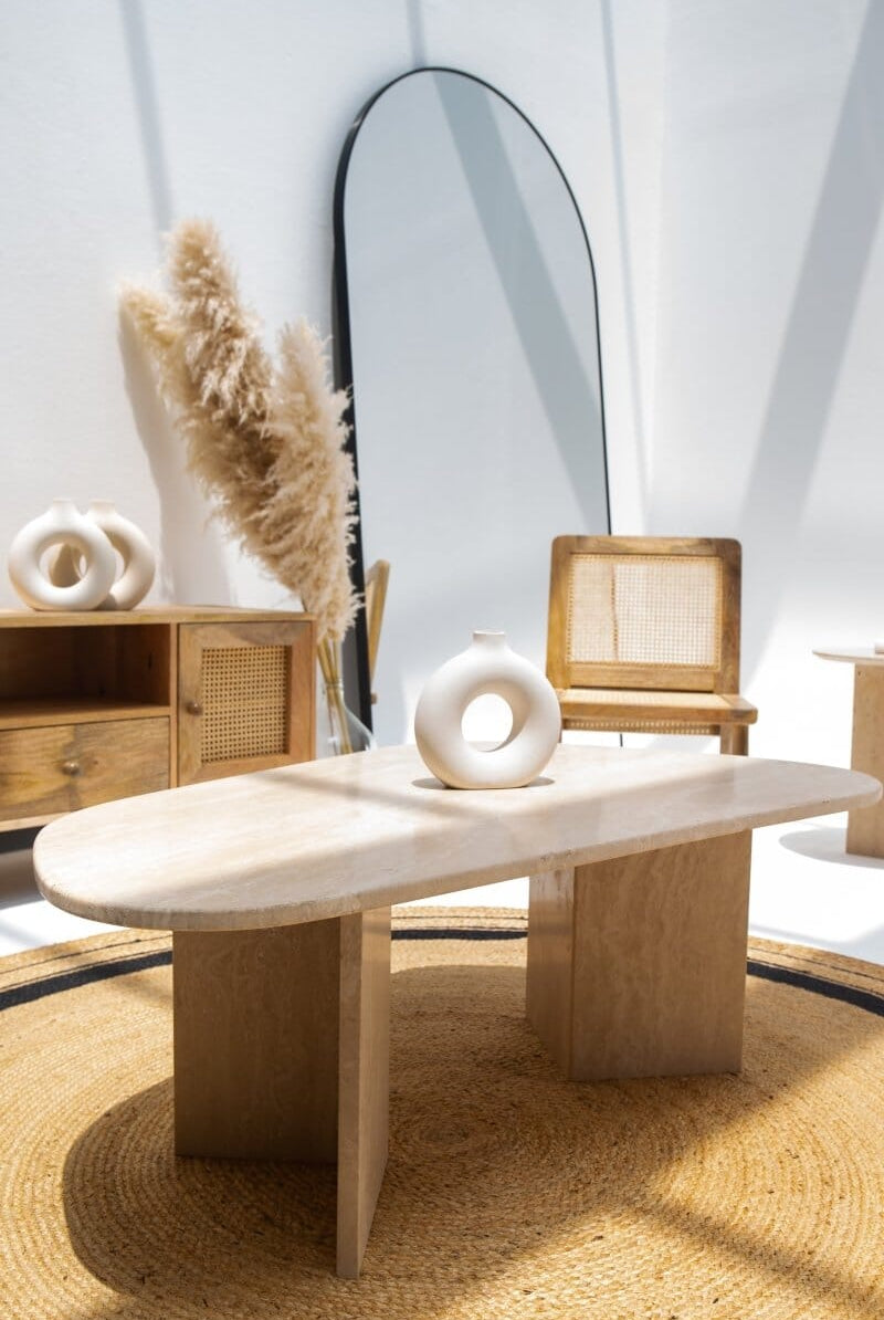 Maureen Travertine Irregular Coffee Table (2 Sizes) Coffee Tables Homekode