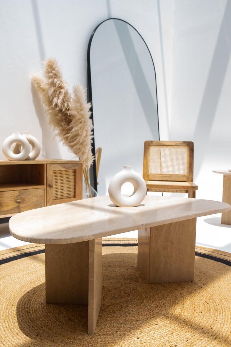 Maureen Travertine Irregular Coffee Table (2 Sizes) Coffee Tables Homekode